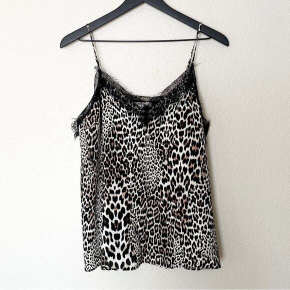 Lavender‎ Brown Womens Lace Trim Tank Top Animal Print Cami V Neck Size M - Picture 1 of 7